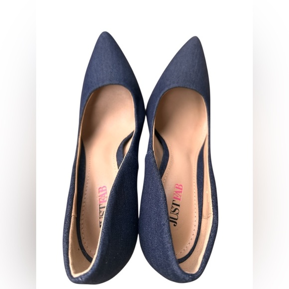 Just Fab navy denim pumps sz 6.5 nwob - Picture 3 of 4